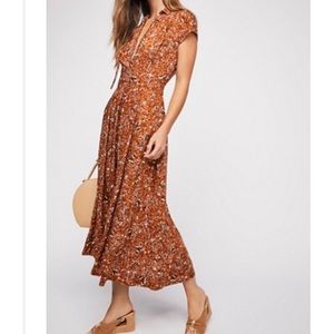Free People 40’s Printed Midi dress - Spice color